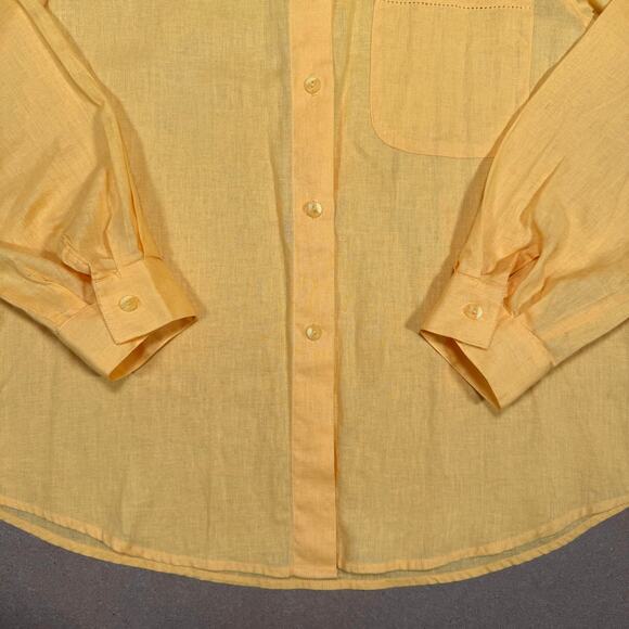 Vintage Yellow Linen Cotton Button Up Shirt Women’s 8 (M) Made in Hong Kong 80s - Picture 4 of 8